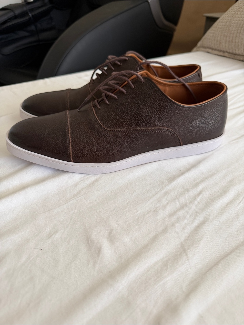 Allen Edmonds Brown Leather Derby with White Sole